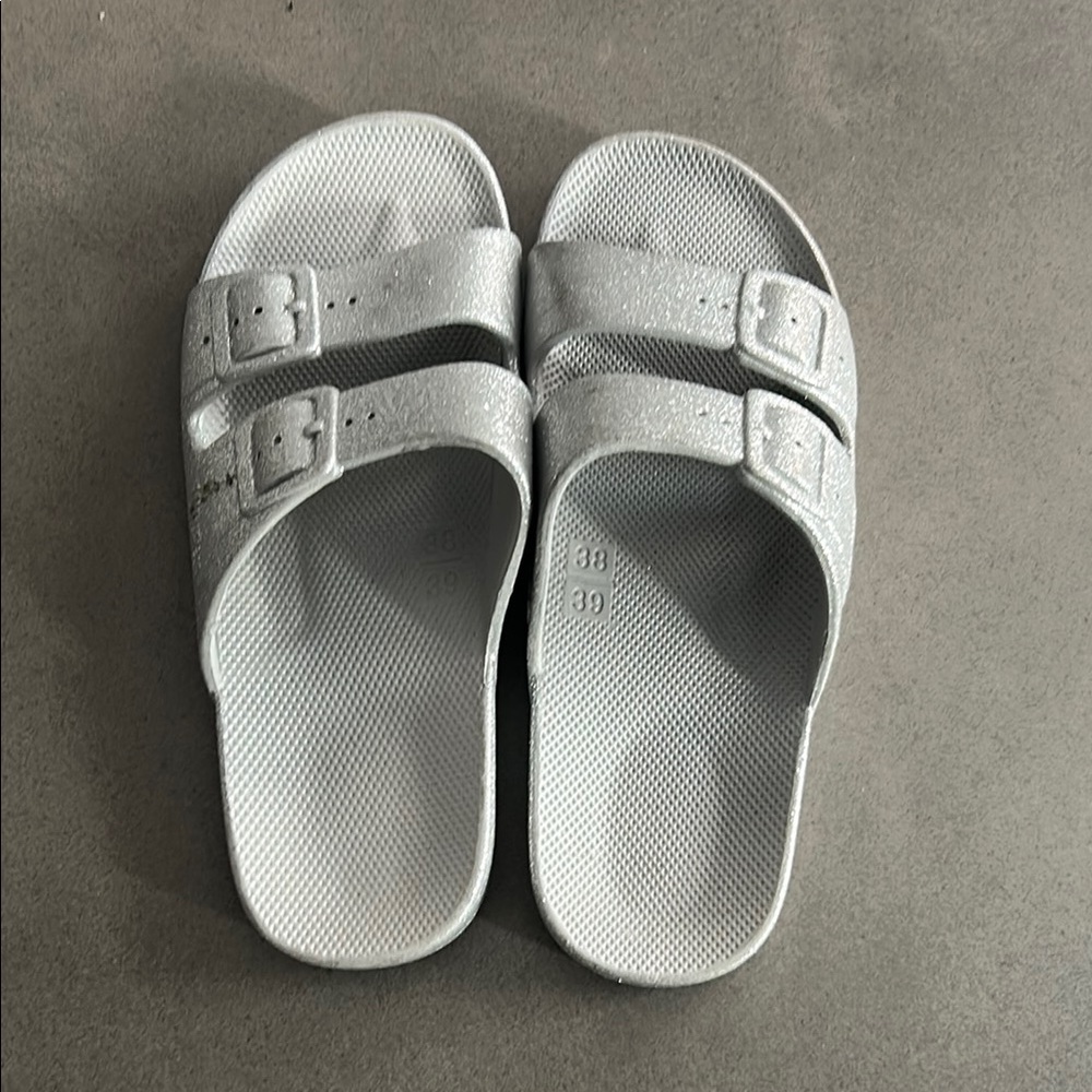 Freedom Moses Silver Slide Sandals